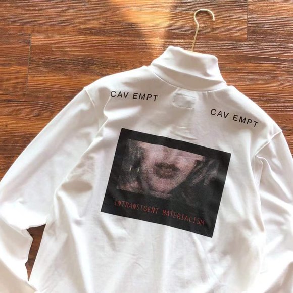 Cavermpt White Long-Sleeved Turtleneck Bottoming Shirt with Face Print - Picture 10 of 15